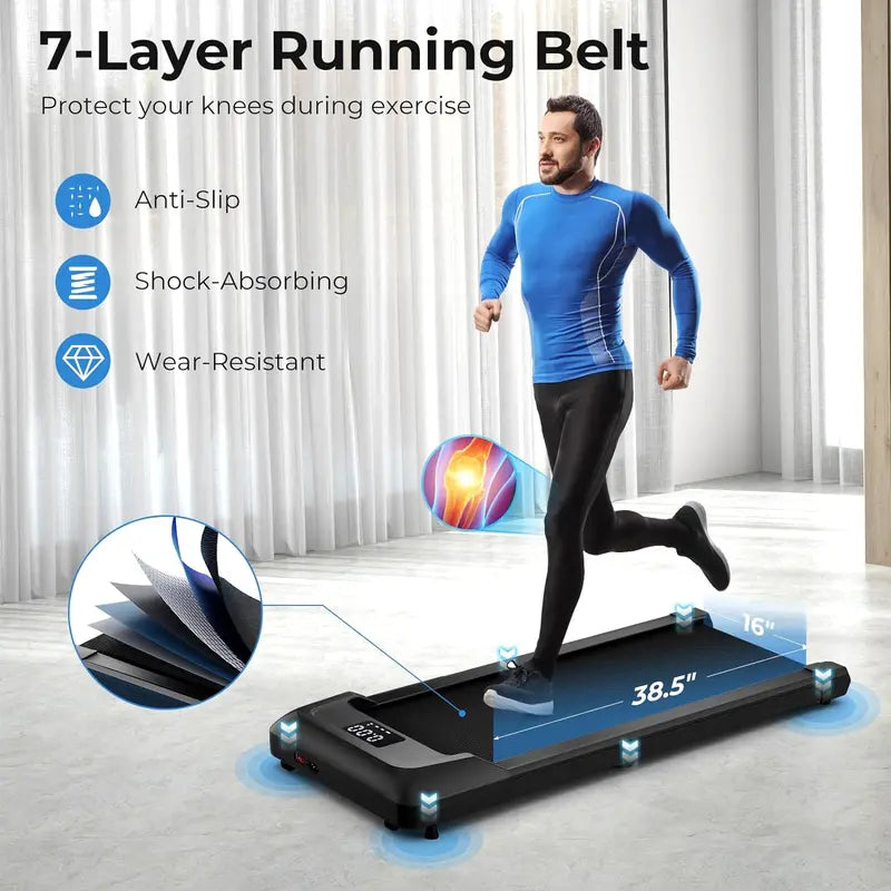 Costway - Walking Pad , 2 in 1 under Desk Treadmill for Home and Office, Walking Pad Treadmill under Desk with 265 Lbs Capacity, LED Display, Remote Control (No Battery Provided), Portable Treadmill for Walking and Jogging