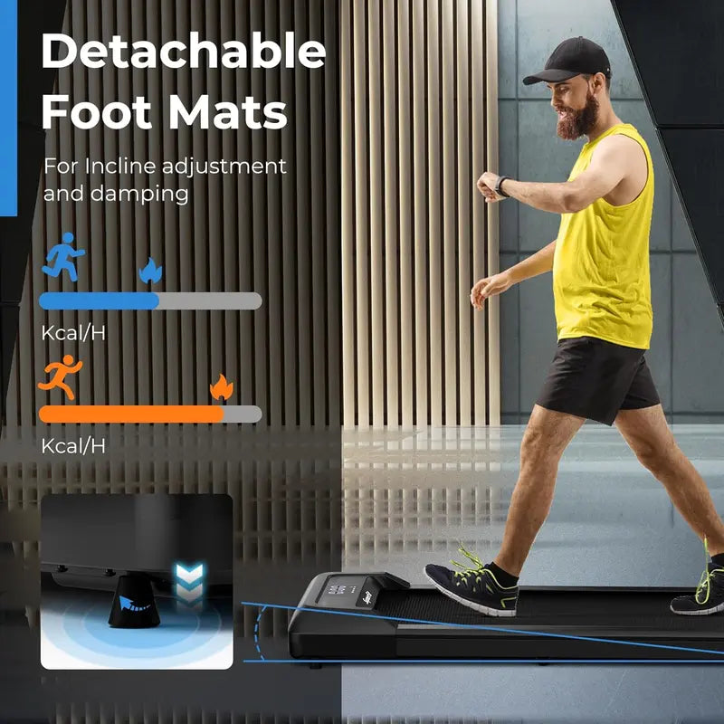 Costway - Walking Pad , 2 in 1 under Desk Treadmill for Home and Office, Walking Pad Treadmill under Desk with 265 Lbs Capacity, LED Display, Remote Control (No Battery Provided), Portable Treadmill for Walking and Jogging