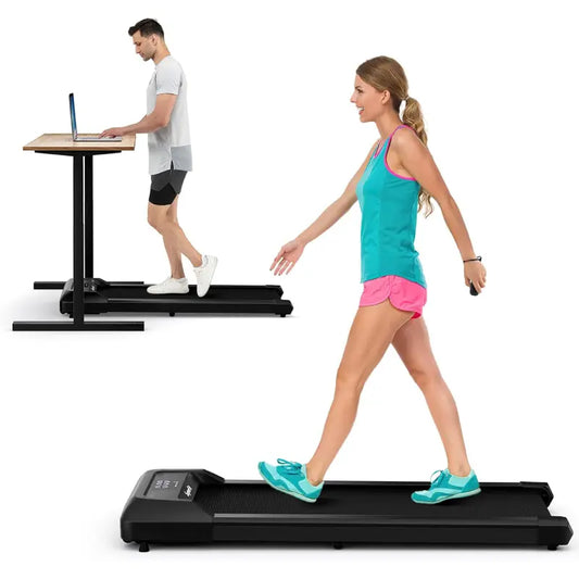 Costway - Walking Pad , 2 in 1 under Desk Treadmill for Home and Office, Walking Pad Treadmill under Desk with 265 Lbs Capacity, LED Display, Remote Control (No Battery Provided), Portable Treadmill for Walking and Jogging