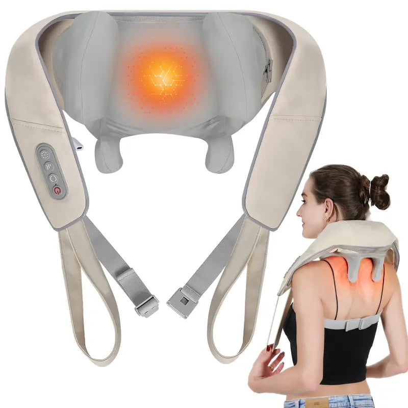 Shiatsu Shoulder and Neck Massager, Electric Neck Massager, Type-C Rechargeable, Back Buckle for Wireless Use, Deep Relief of Shoulder, Neck, Leg and Body Muscle Pain, Is Used for Home, Office, Car, Men'S/Women'S/Thanksgiving/Christmas/New Year'S Gifts
